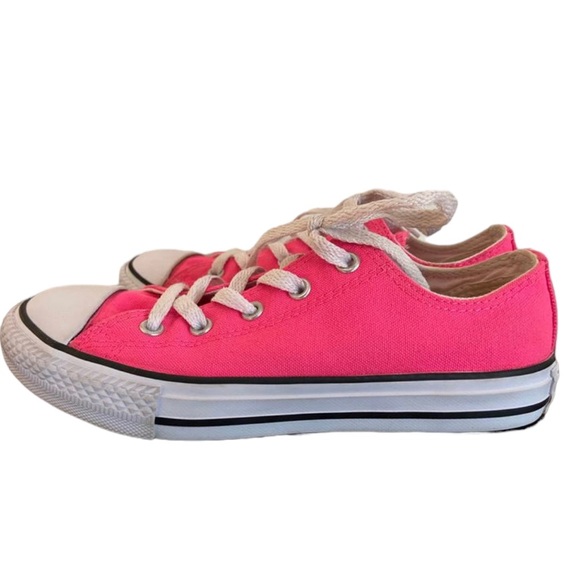 Converse All Star Ox Low Top Casual Tennis Shoes Sneakers Hot Pink Kids Size 2 - Picture 3 of 7